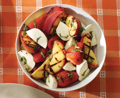 August - Post 1 Grilled Fruit Salad with Bocconcini and Mint