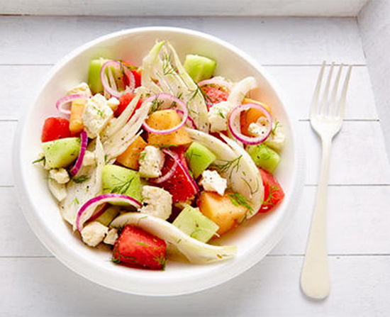 Fennel-melon and feta salad