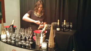 Angela Aiello of iYellow Wine Club Popping Taittinger