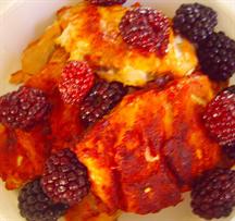 Crisp Spiced Salmon with blackberries